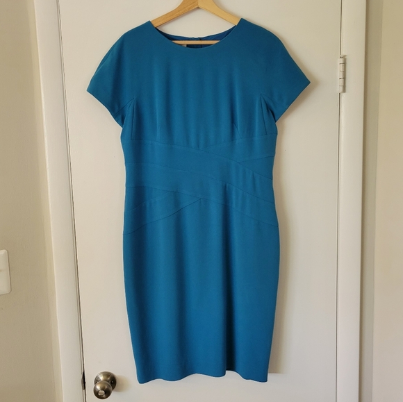Hobbs teal short sleeve Sheath dress size 10 - Picture 1 of 5